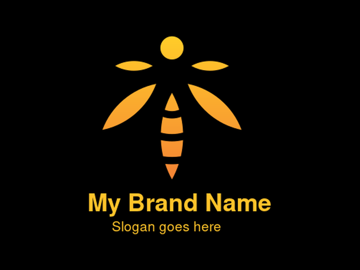 Vibrant Orange Abstract Bee Logo Design for Eco-Conscious Honey Brands and Sustainable Beekeeping Ventures
